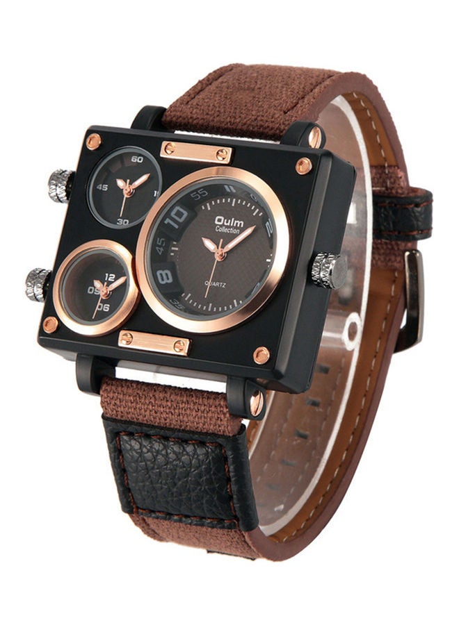 Oulm Men's Stylish Analog Wrist Watch - 38 mm - Brown  - Image 1