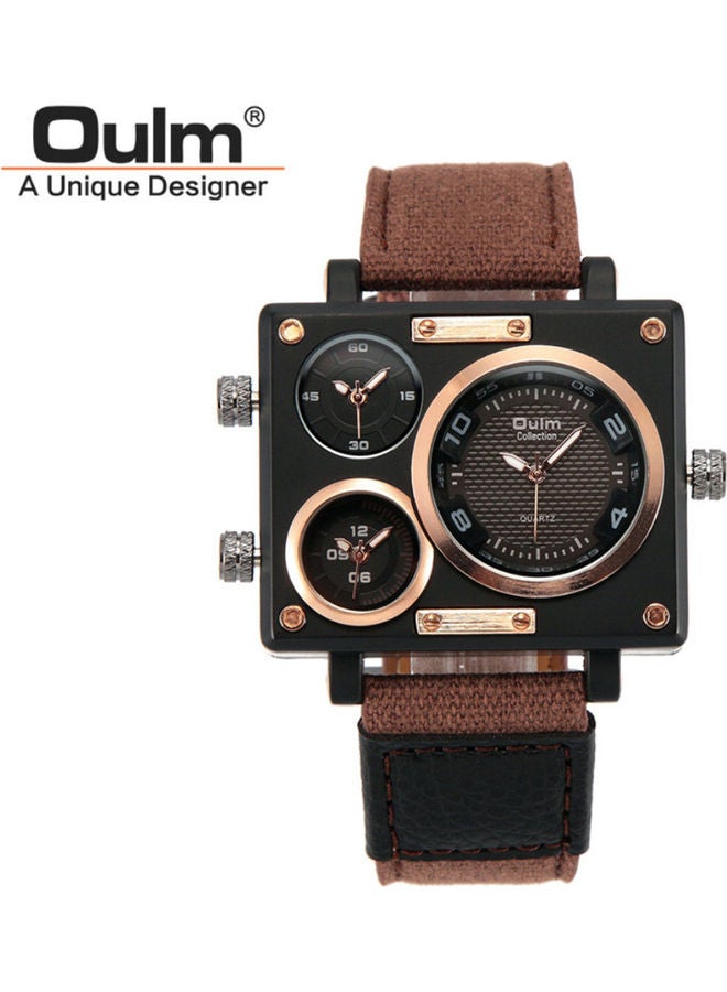 Oulm Men's Stylish Analog Wrist Watch - 38 mm - Brown  - Image 3