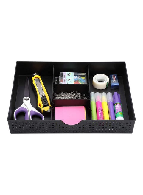 3 Slot Drawer Organizer With Two Adjustable Dividers Black