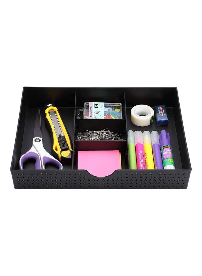 3 Slot Drawer Organizer With Two Adjustable Dividers Black