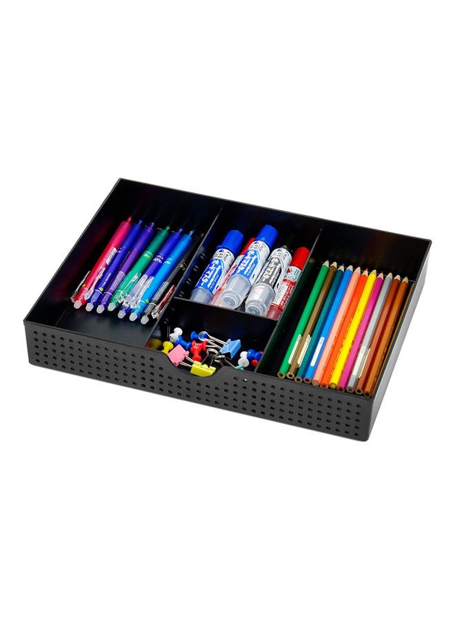 3 Slot Drawer Organizer With Two Adjustable Dividers Black