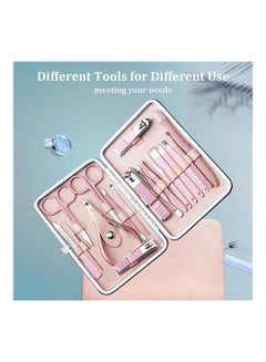 Generic 18-Piece Professional Pedicure and Manicure Tool Kit Pink/Silver  - Image 2
