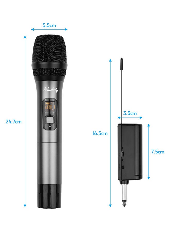 Muslady - UHF Wireless Dual Handheld Microphone with Receiver I-7313-1 Grey/Black - Image 1