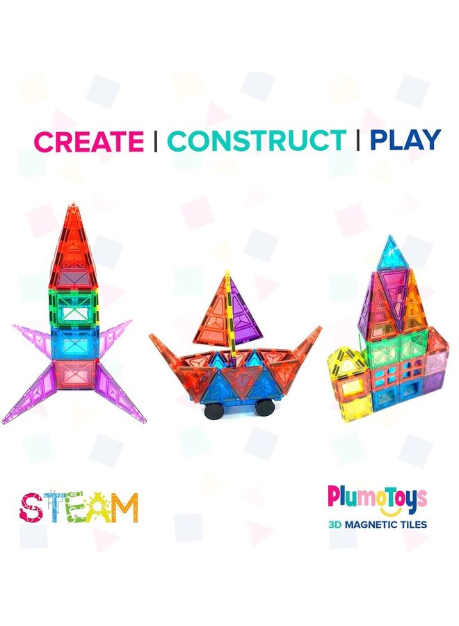 XiuWoo 62-Piece Magnetic Tiles Learning Educational Toy 32x25x8cm - Image 2