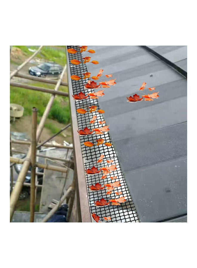 Leaf Protection Cover Gutter Net With Clip Hooks Black - Image 3