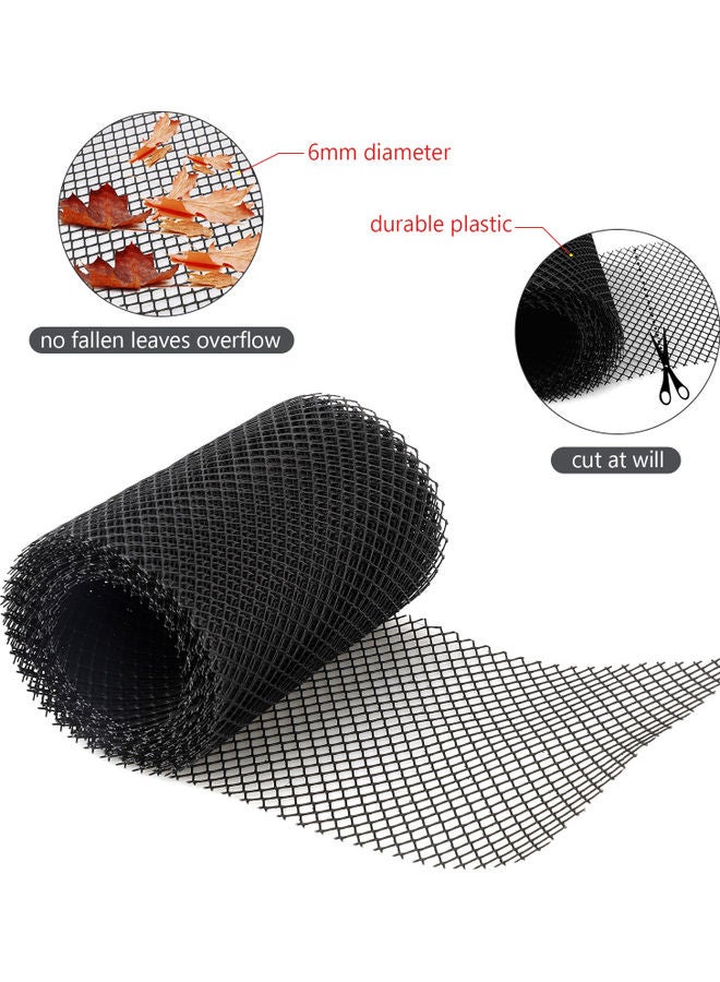 Leaf Protection Cover Gutter Net With Clip Hooks Black - Image 5