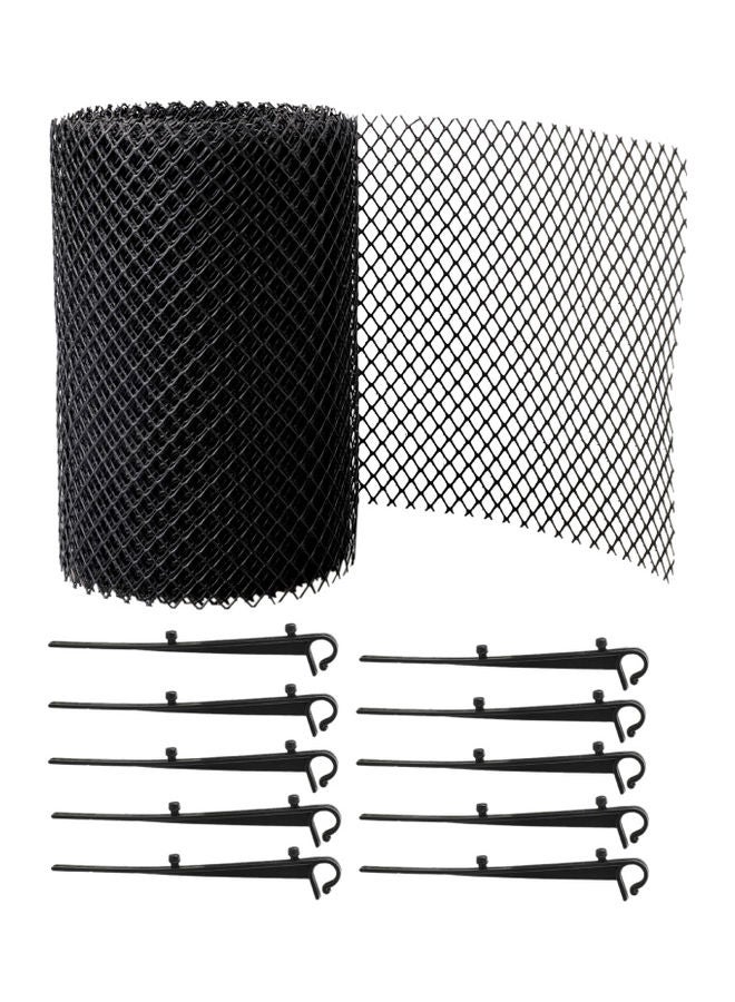 11-Piece Gutter Guard Mesh Net Leaves Protection Cover With Fixing Hooks Black - Image 1