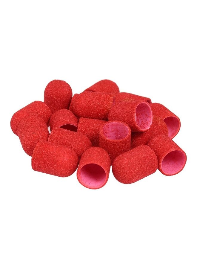 Generic 20-Piece Grit Nail Drill Bits Sanding Caps Red - Image 4