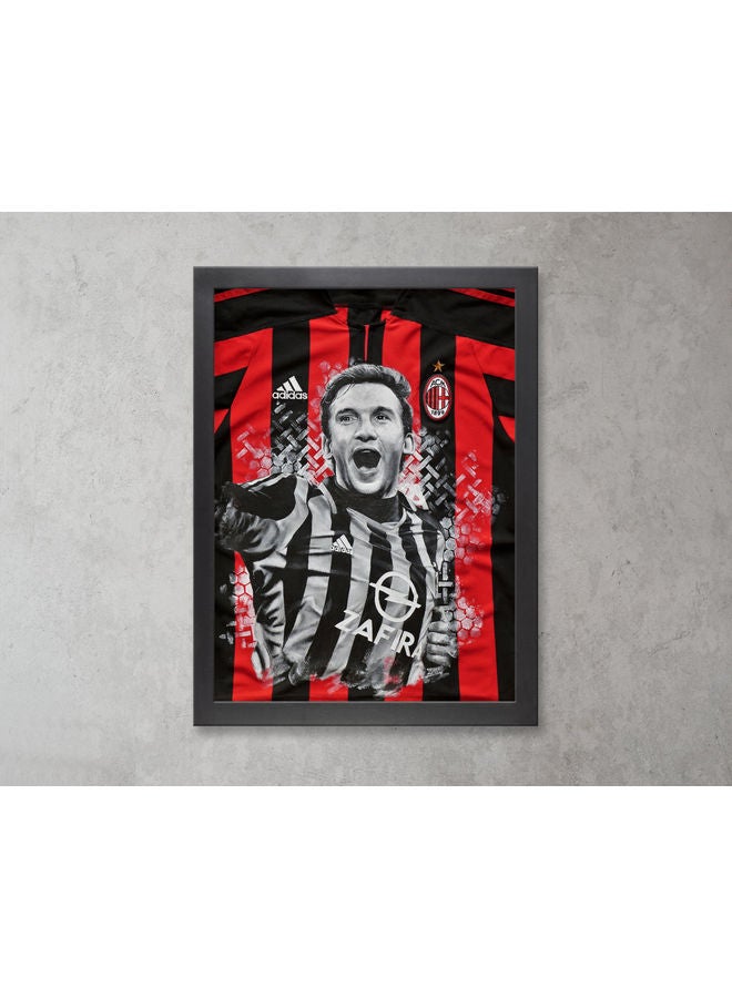 إكسسوارات بومة ملصق بإطار للاعب شيفتشينكو نادي إيه سي ميلان متعدد الألوان 30x40سم