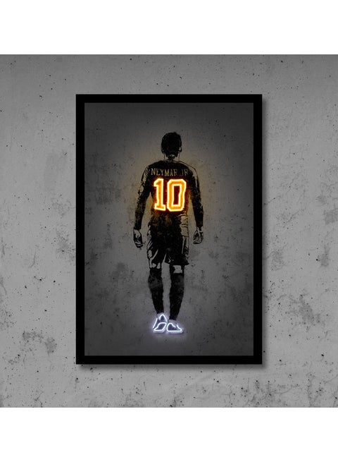Neymar Neon Art Poster With Frame Multicolor 30x40cm