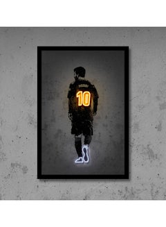 Messi Neon Art Poster With Frame Multicolor 30x40cm