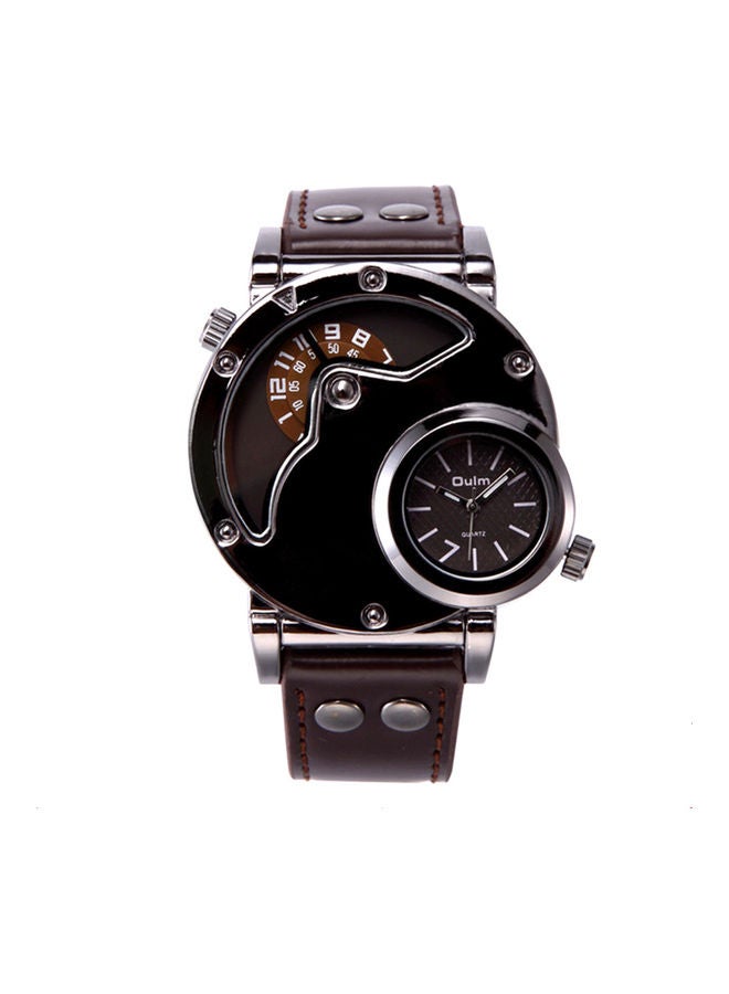 Oulm Men's Stylish Analog Wrist Watch - 38 mm - Dark Brown  - Image 1