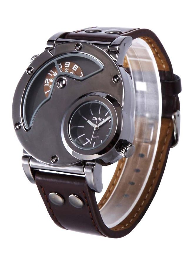 Oulm Men's Stylish Analog Wrist Watch - 38 mm - Dark Brown  - Image 2