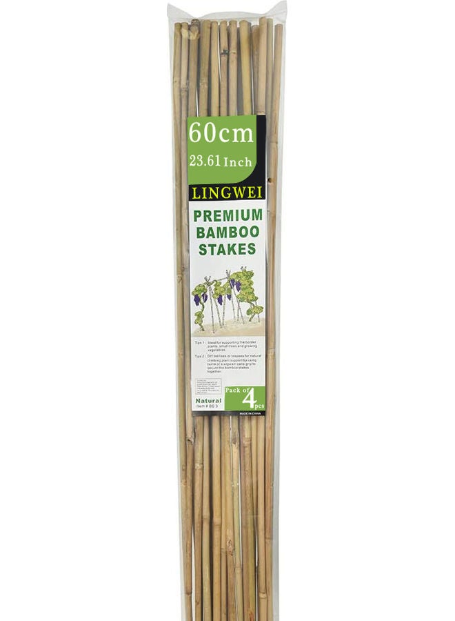 LINGWEI - 4-Piece Natural Thick Bamboo Stake Beige 60x2.7cm - Image 1