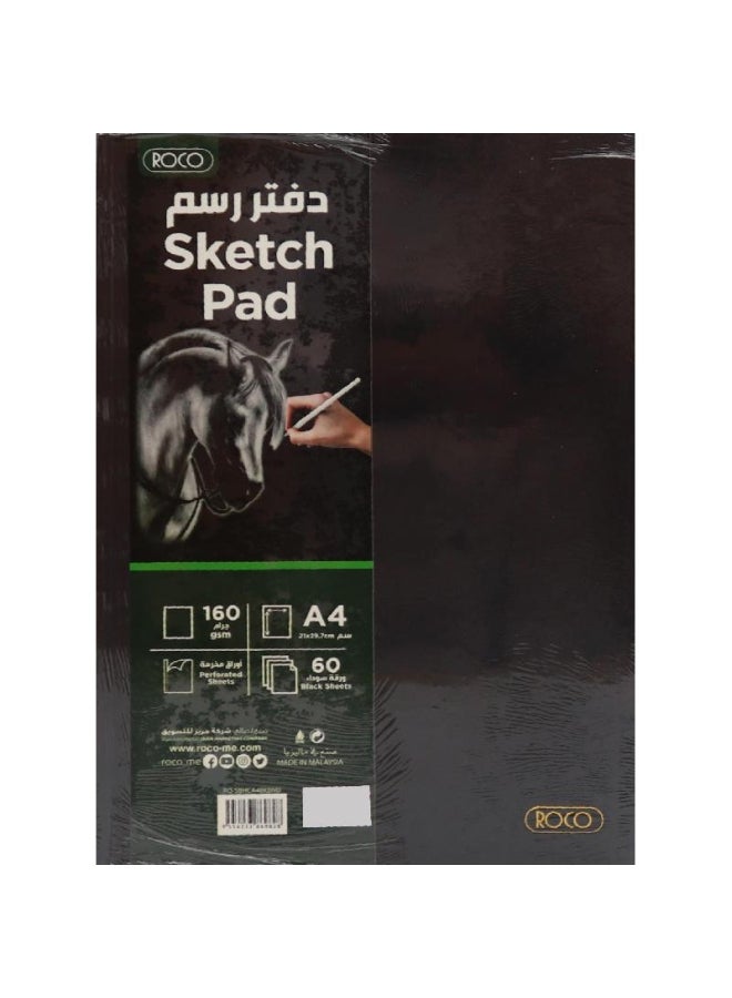 روكو دفتر رسم مقاس A4 مجلد بورق مقوى أسود - Image 1
