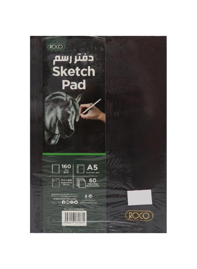 روكو دفتر رسم مقاس A5 مجلد بورق مقوى أسود - Image 1