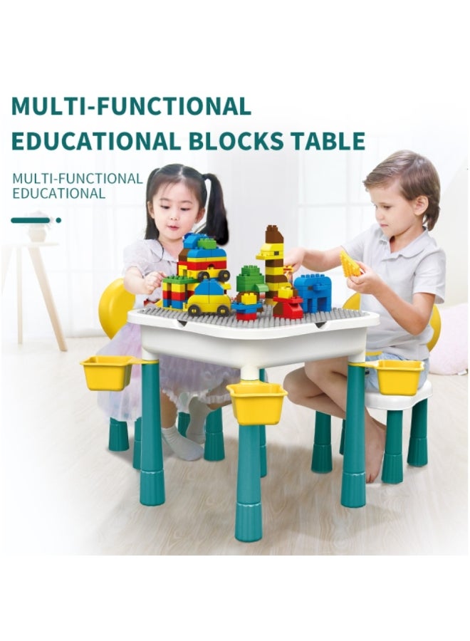 ليتيل ستوري طاولة أنشطة و مكعبات 4 في 1، طاولة ألعاب، متوافقة مع مكعبات ليجو، طاولة دراسة، طاولة لعب مائية، طاولة رمل، طاولة متعددة الأغراض، أثاث للاطفال الأولاد والبنات، و اللعب الحسي، التعليم المنزلي، 60 مكعب، لعمر 3 سنوات فما فوق - Image 2