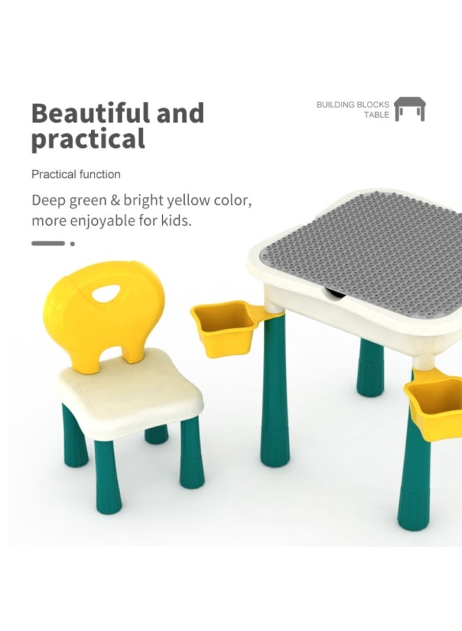 ليتيل ستوري طاولة أنشطة و مكعبات 4 في 1، طاولة ألعاب، متوافقة مع مكعبات ليجو، طاولة دراسة، طاولة لعب مائية، طاولة رمل، طاولة متعددة الأغراض، أثاث للاطفال الأولاد والبنات، و اللعب الحسي، التعليم المنزلي، 60 مكعب، لعمر 3 سنوات فما فوق - Image 3