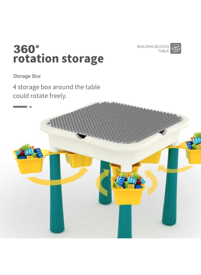 ليتيل ستوري طاولة أنشطة و مكعبات 4 في 1، طاولة ألعاب، متوافقة مع مكعبات ليجو، طاولة دراسة، طاولة لعب مائية، طاولة رمل، طاولة متعددة الأغراض، أثاث للاطفال الأولاد والبنات، و اللعب الحسي، التعليم المنزلي، 60 مكعب، لعمر 3 سنوات فما فوق - Image 5