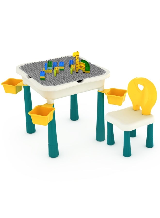 ليتيل ستوري طاولة أنشطة و مكعبات 4 في 1، طاولة ألعاب، متوافقة مع مكعبات ليجو، طاولة دراسة، طاولة لعب مائية، طاولة رمل، طاولة متعددة الأغراض، أثاث للاطفال الأولاد والبنات، و اللعب الحسي، التعليم المنزلي، 60 مكعب، لعمر 3 سنوات فما فوق - Image 1