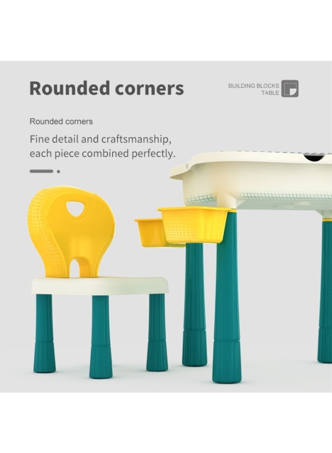 ليتيل ستوري طاولة أنشطة و مكعبات 4 في 1، طاولة ألعاب، متوافقة مع مكعبات ليجو، طاولة دراسة، طاولة لعب مائية، طاولة رمل، طاولة متعددة الأغراض، أثاث للاطفال الأولاد والبنات، و اللعب الحسي، التعليم المنزلي، 60 مكعب، لعمر 3 سنوات فما فوق - Image 4