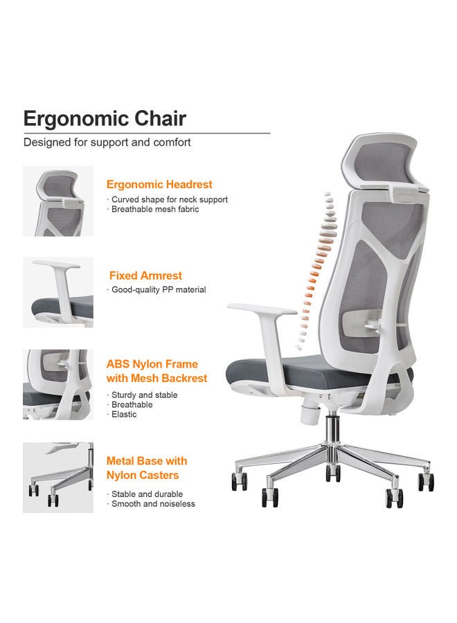 Daqian Ergonomic Office Chair Grey 54x51x117cm - Image 2