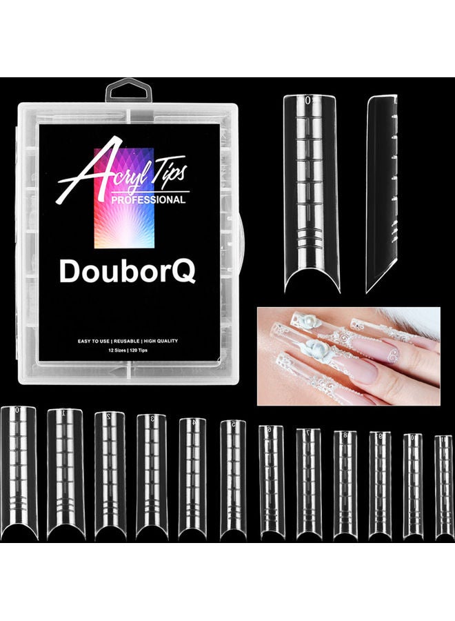 دوبورك أطراف أظافر احترافية مكونة من 120 قطعة مع علبة بلاستيكية شفاف - Image 1