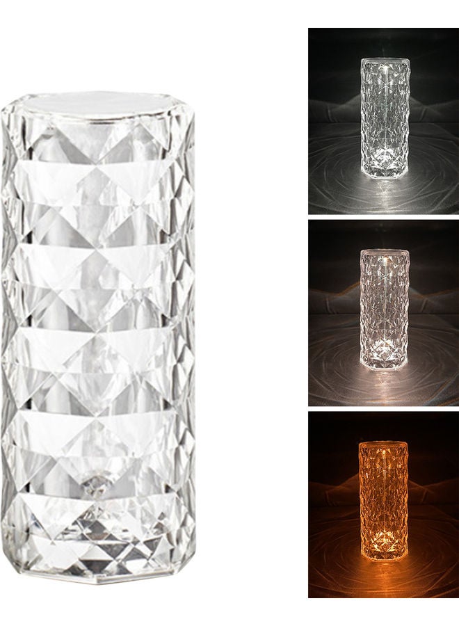 Generic - Acrylic Diamond Table Lamp Touching Control 3 Lighting Colours Clear - Image 1