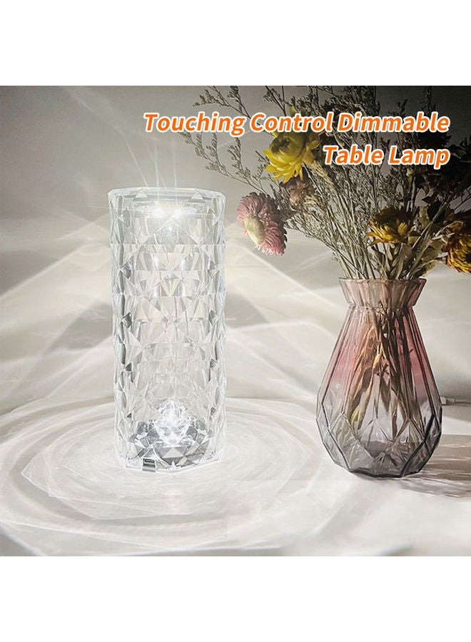 Generic - Acrylic Diamond Table Lamp Touching Control 3 Lighting Colours Clear - Image 1