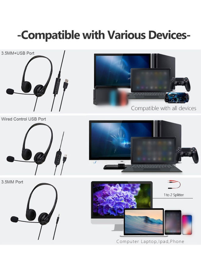 Generic - Call Center Wired Headset Black - Image 1
