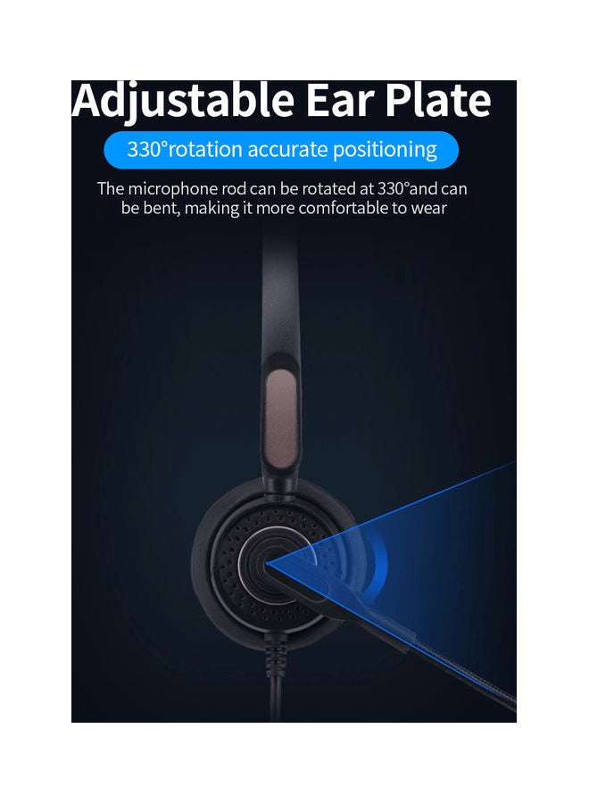 سماعة رأس للاتصال تأتي مع غطاء أذن قابل للتعديل ومُوصل USB أسود - Image 5