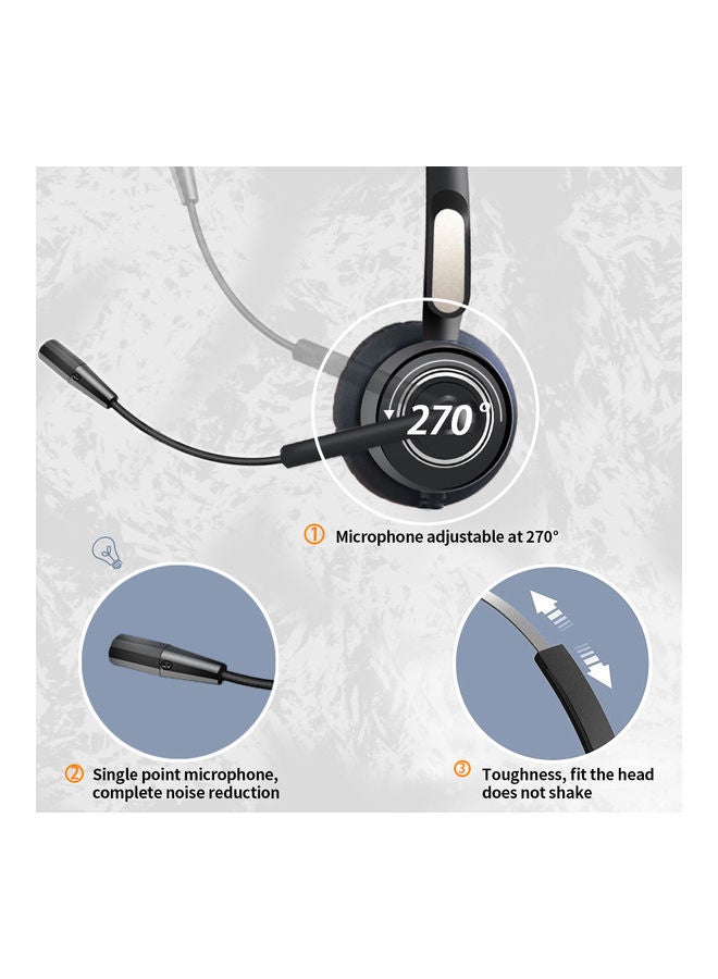 سماعة رأس للاتصال تأتي مع غطاء أذن قابل للتعديل ومُوصل USB أسود - Image 3