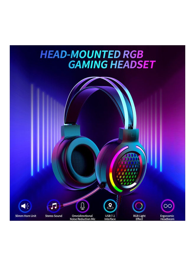 Generic - USB7.1 Wired Headset With Noise Reduction Black - Image 1