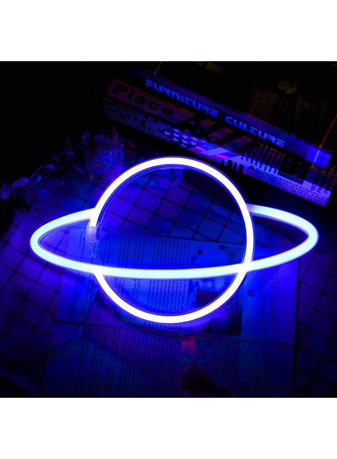XiuWoo Planet Shaped Neon Light Blue  - Image 1