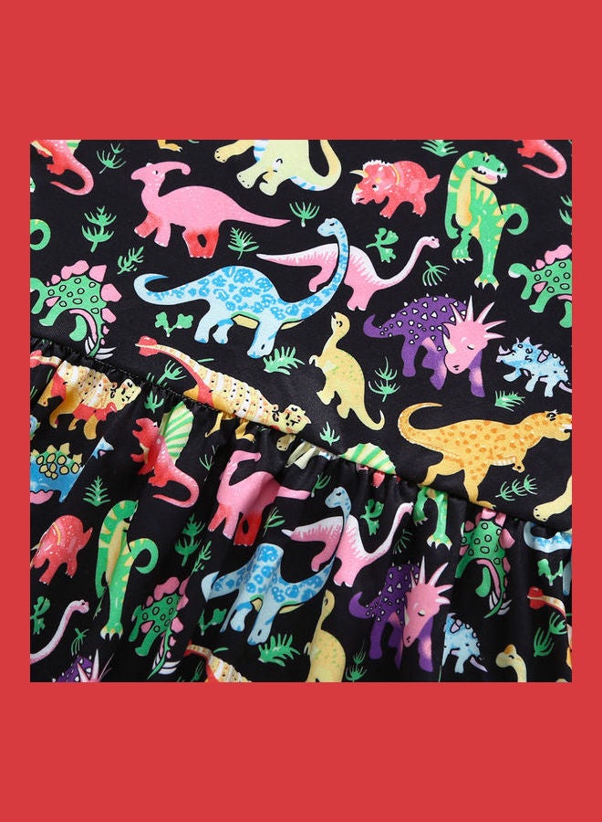 Dinosaur Printed Midi Dress Multicolour - Image 3
