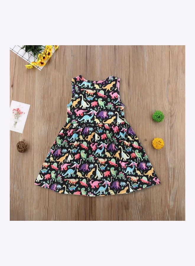 Dinosaur Printed Midi Dress Multicolour - Image 4