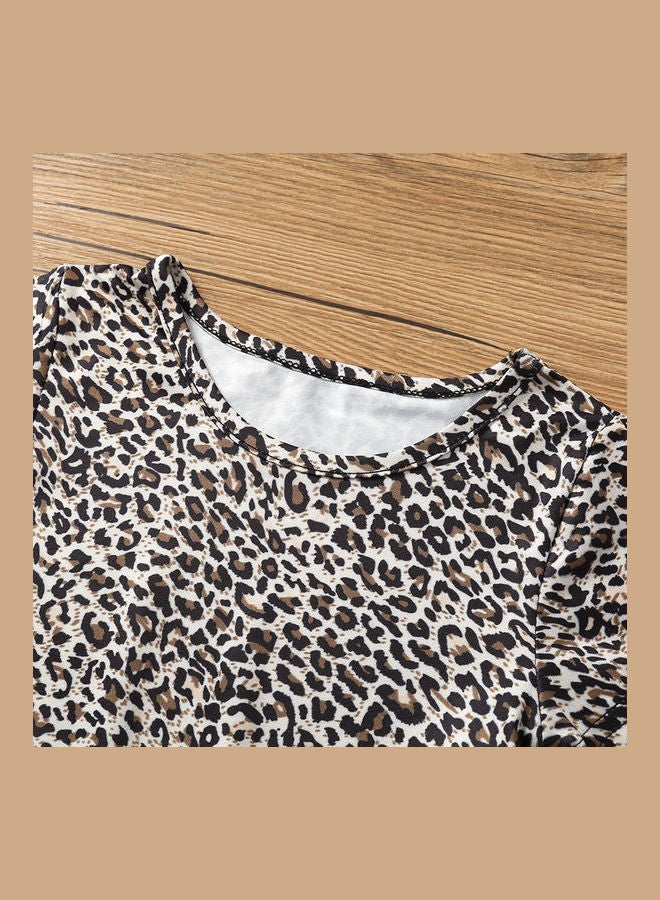 Leopard Print Pleated Dress Multicolour - Image 3