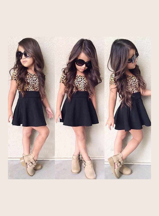 Leopard Print Pleated Dress Multicolour - Image 5
