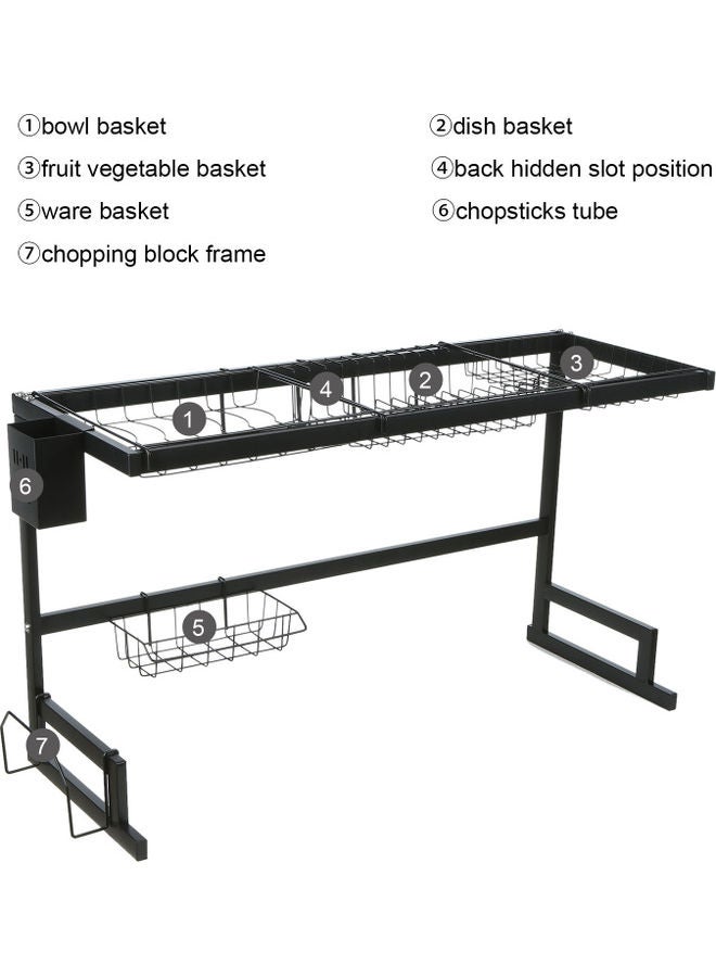 رف تجفيف الأطباق يوضع فوق الحوض من الستانلس ستيل أسود 87x10x35سم - Image 4