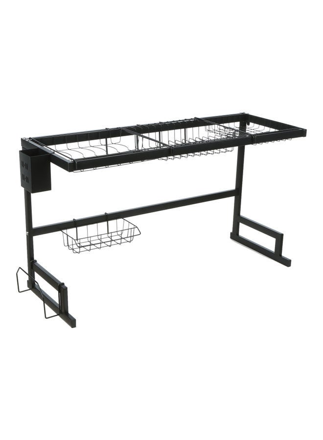 رف تجفيف الأطباق يوضع فوق الحوض من الستانلس ستيل أسود 87x10x35سم - Image 1
