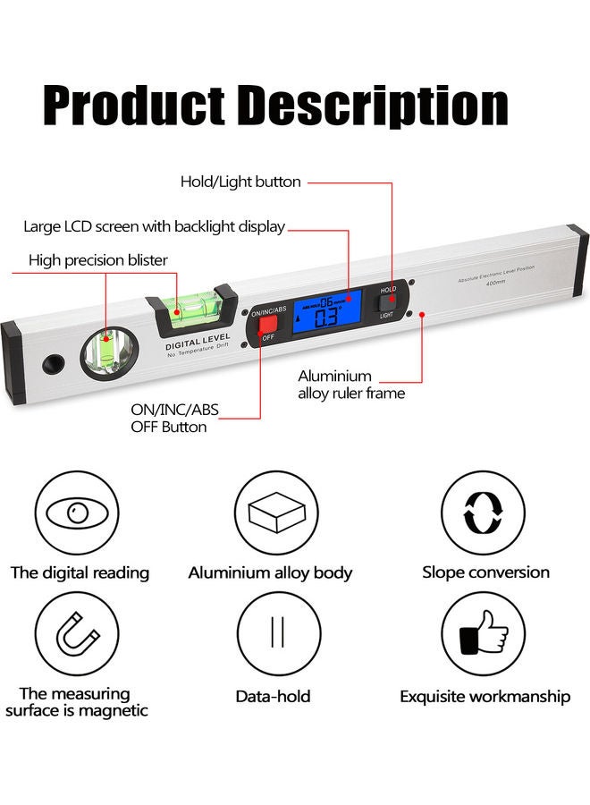 Generic Digital Protractor Angle Finder White  - Image 2