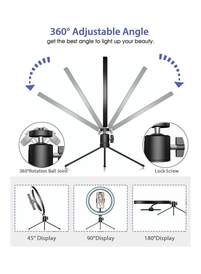 ماركة غير محددة 3-Modes LED Ring Light With Mini Tripod And Remote White/Warm White/Blue  - Image 4