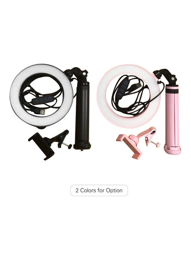 حلقة إضاءة من نوع LED صغيرة لتصوير السيلفي مع حامل ثلاثي القوائم للهاتف الذكي أسود - Image 5