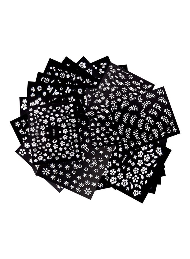 30-Sheet 3D Nail Sticker Black/White - Image 1