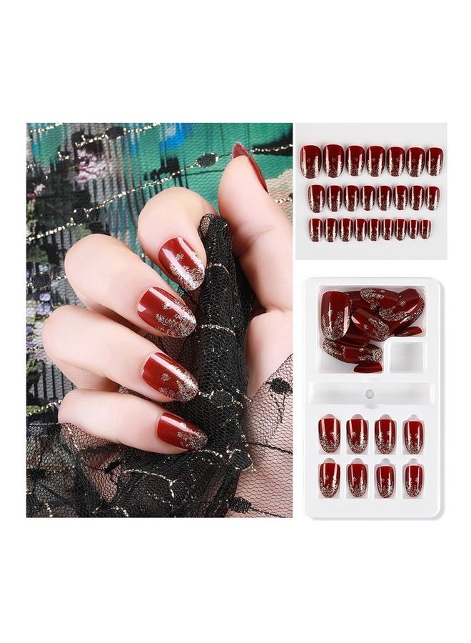 مجموعة أطراف أظافر صناعية مكونة من 24 قطعة بني