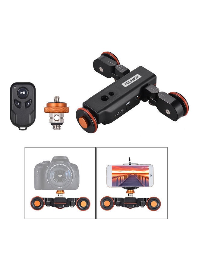 YELANGU - Motorized Camera Video Dolly With Scale Indication Electric Track Slider Black/Orange - Image 1