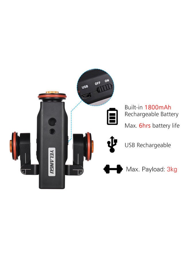 YELANGU - Motorized Camera Video Dolly With Scale Indication Electric Track Slider Black/Orange - Image 1
