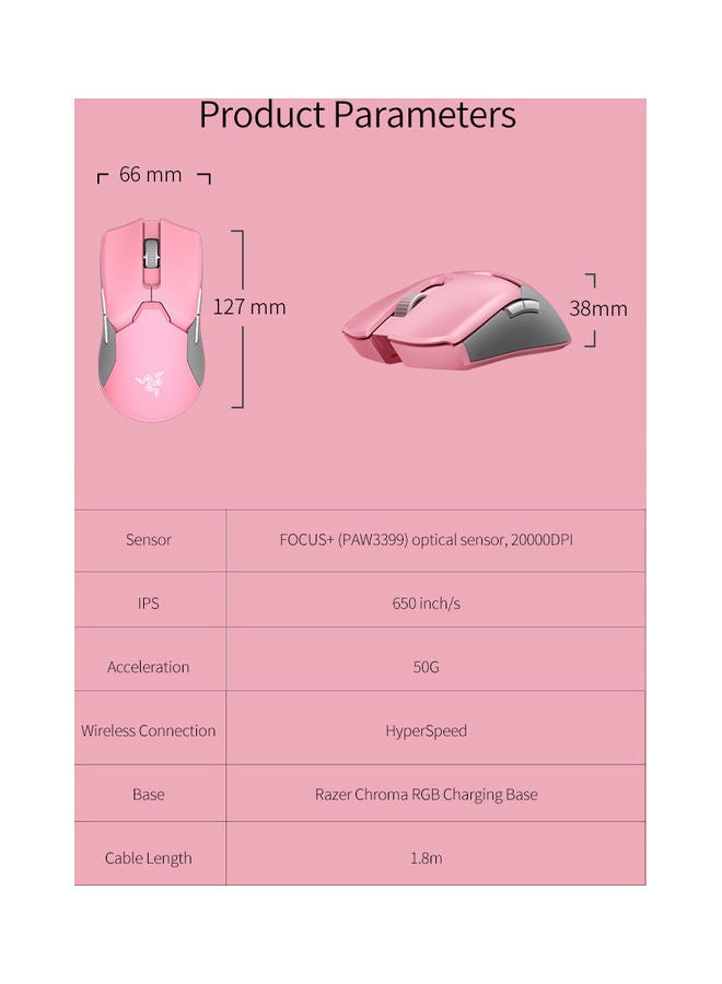 RAZER Viper Ultimate Wireless Mouse With Charging Base Pink/Grey - Image 4