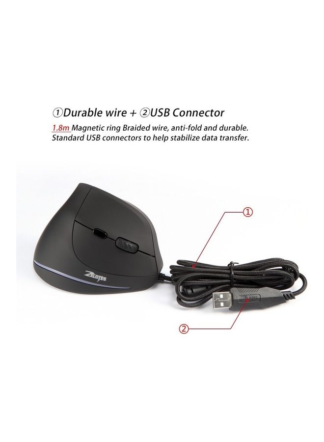 Wired Vertical Gaming Mouse Black - Image 4