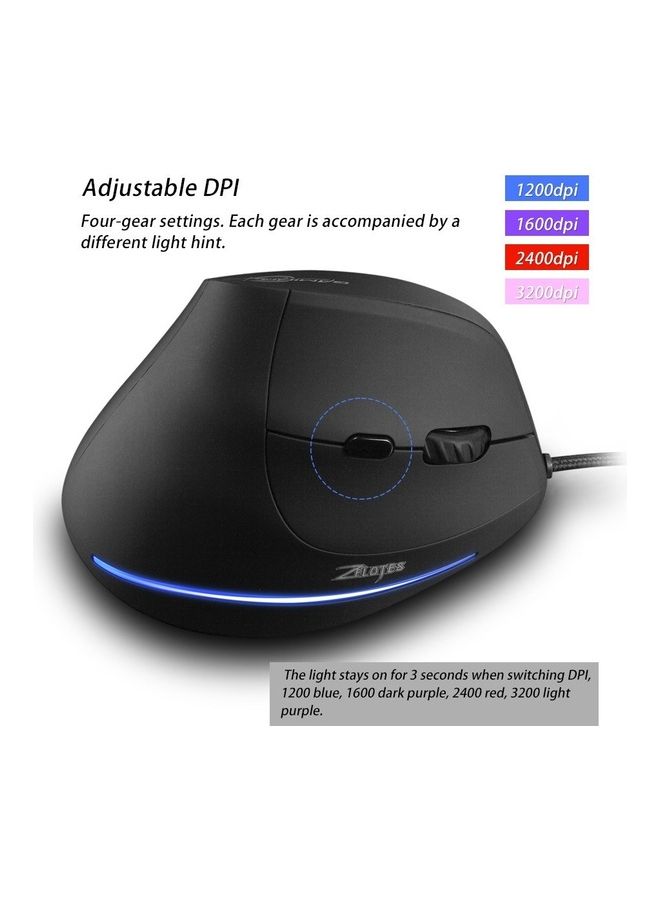 Wired Vertical Gaming Mouse Black - Image 5